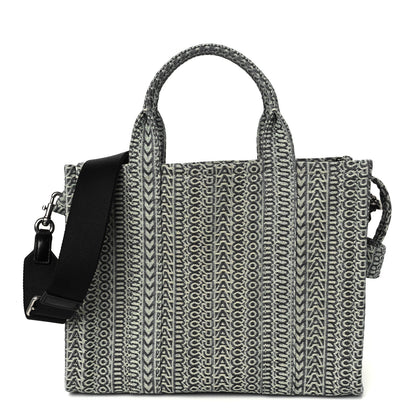 Marc Jacobs Cotton Washed Monogram Denim Medium Tote Bag Sun Faded Denim 1 of 11