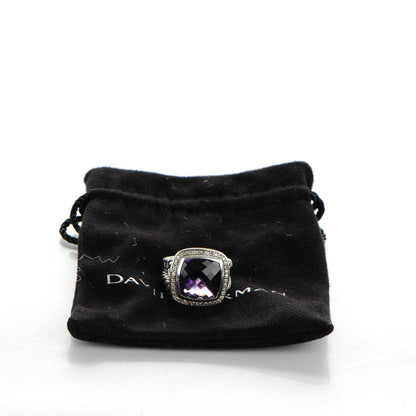 David Yurman Sterling Silver Diamond Amethyst 14mm Albion Ring 54 7 7 of 7