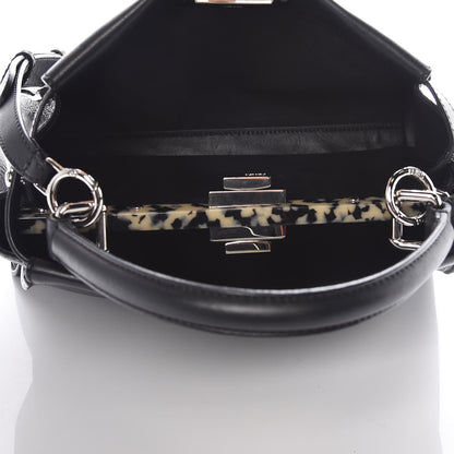 Fendi Vitello Dolce Shiny Nappa Plexglass Granite Medium Peekaboo Iconic Satchel Black 8 of 12