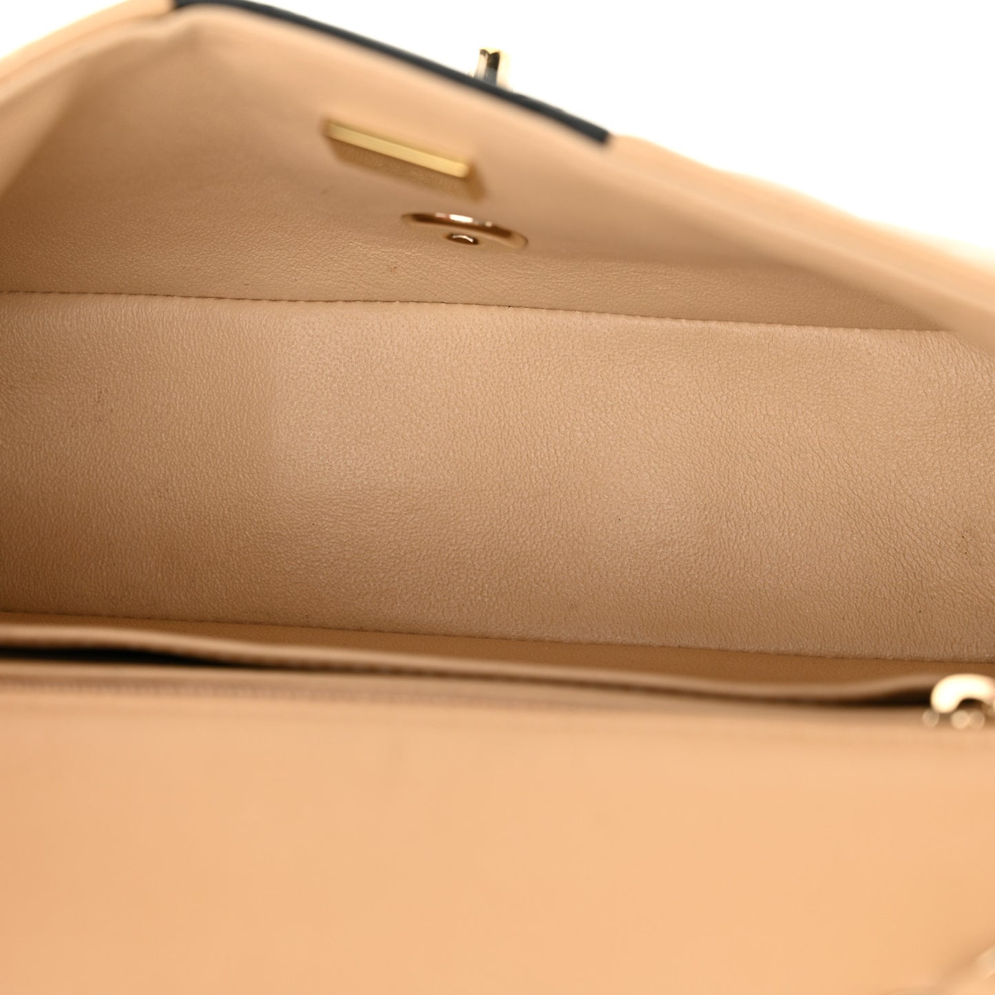 Lambskin Quilted Mini Rectangular Flap Beige Black