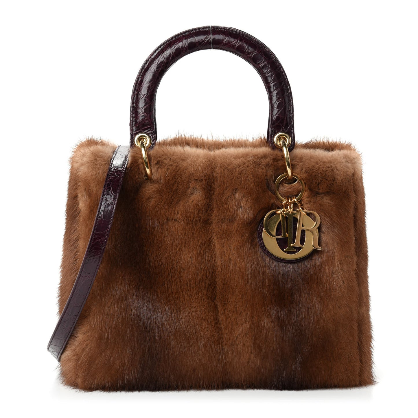 Mink Fur Crocodile Lady Dior Brown