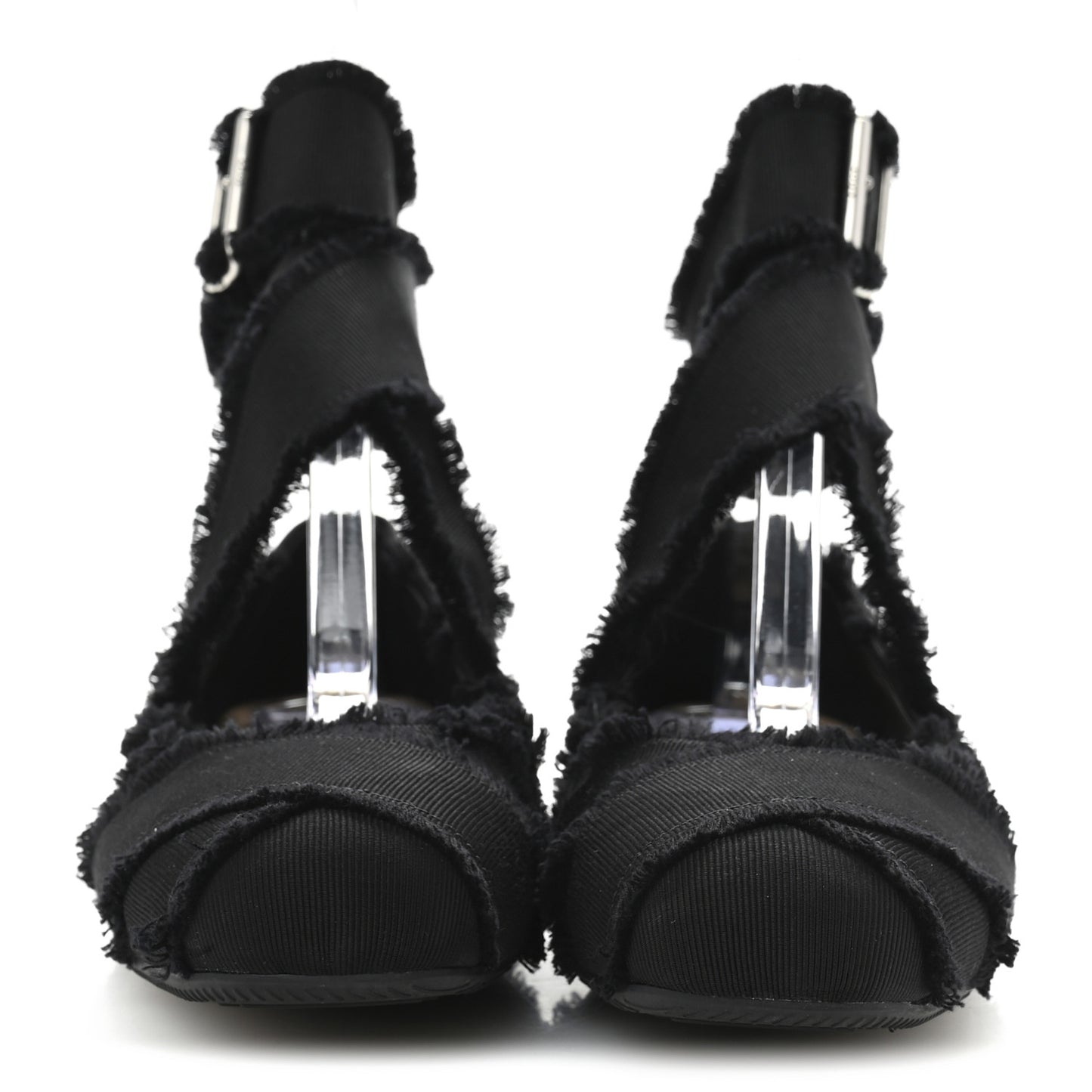 Grosgrain Fringe Songe Ballet Flats 38 Black