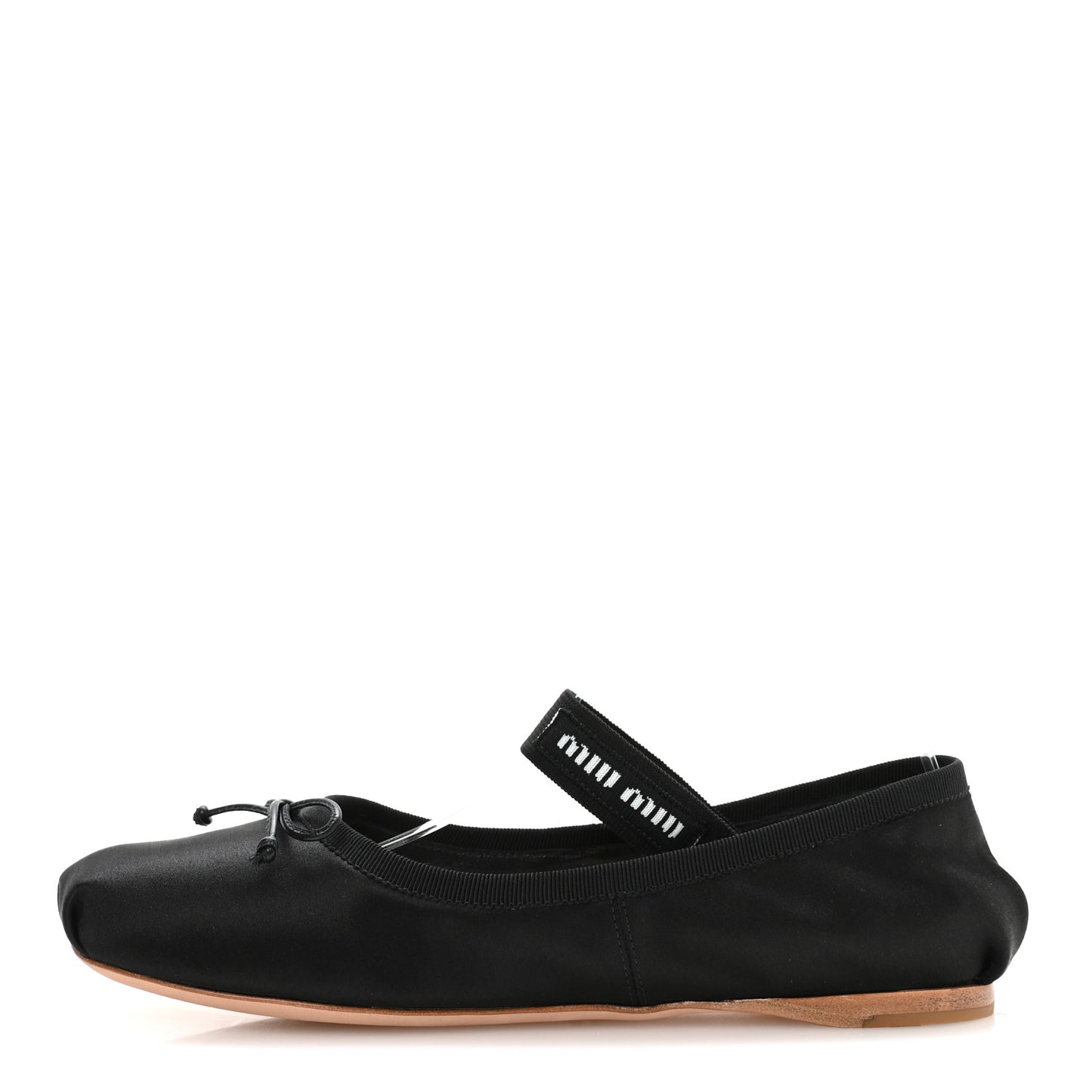 Satin Ballerina Flats 37 Black