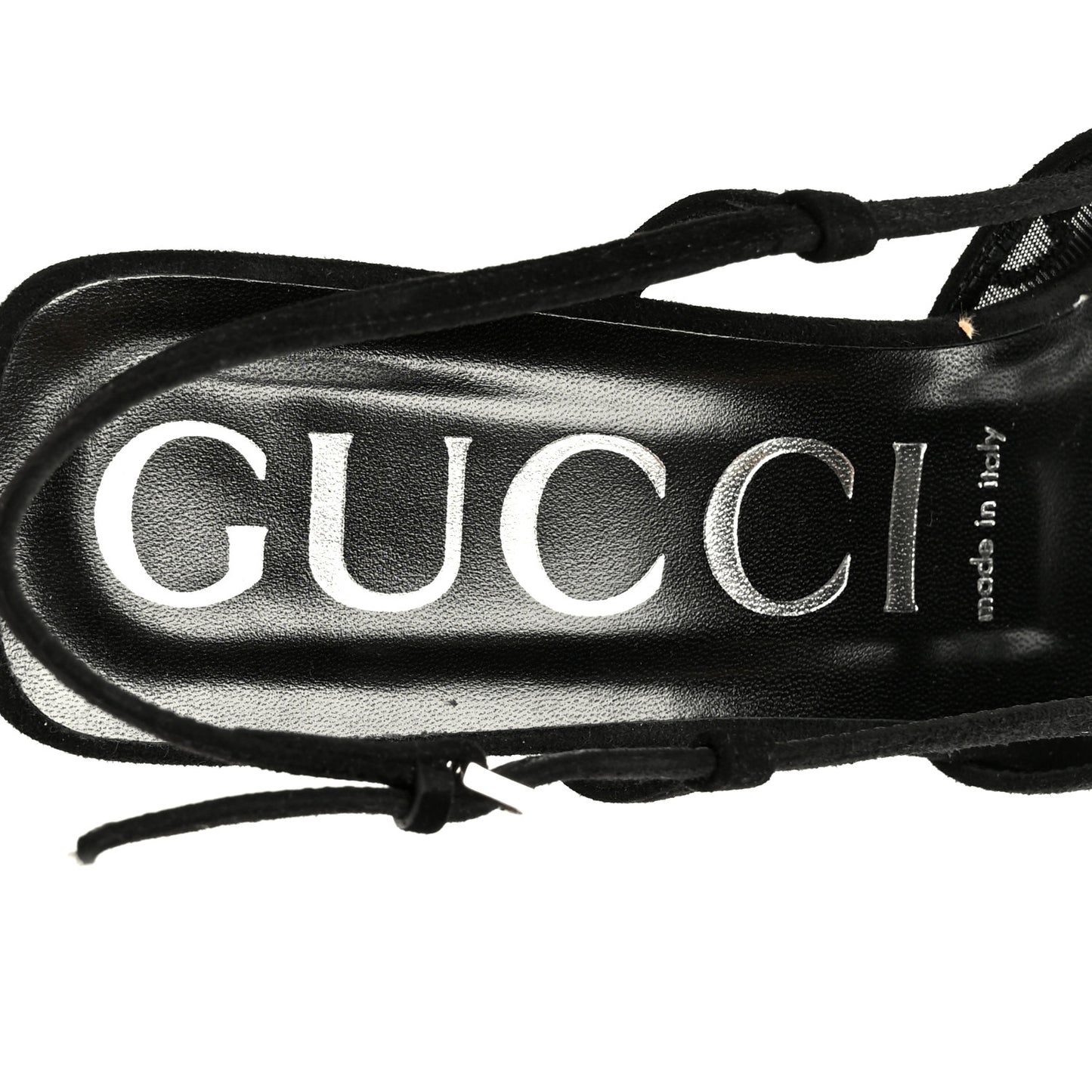 Tela Retino Kid Scamosciato Crystal GG Monogram Square G 35mm Slingback Pumps 39 Black