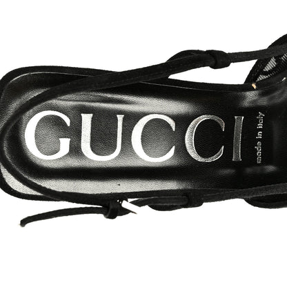 Gucci Tela Retino Kid Scamosciato Crystal GG Monogram Square G 35mm Slingback Pumps 39 Black 7 of 11