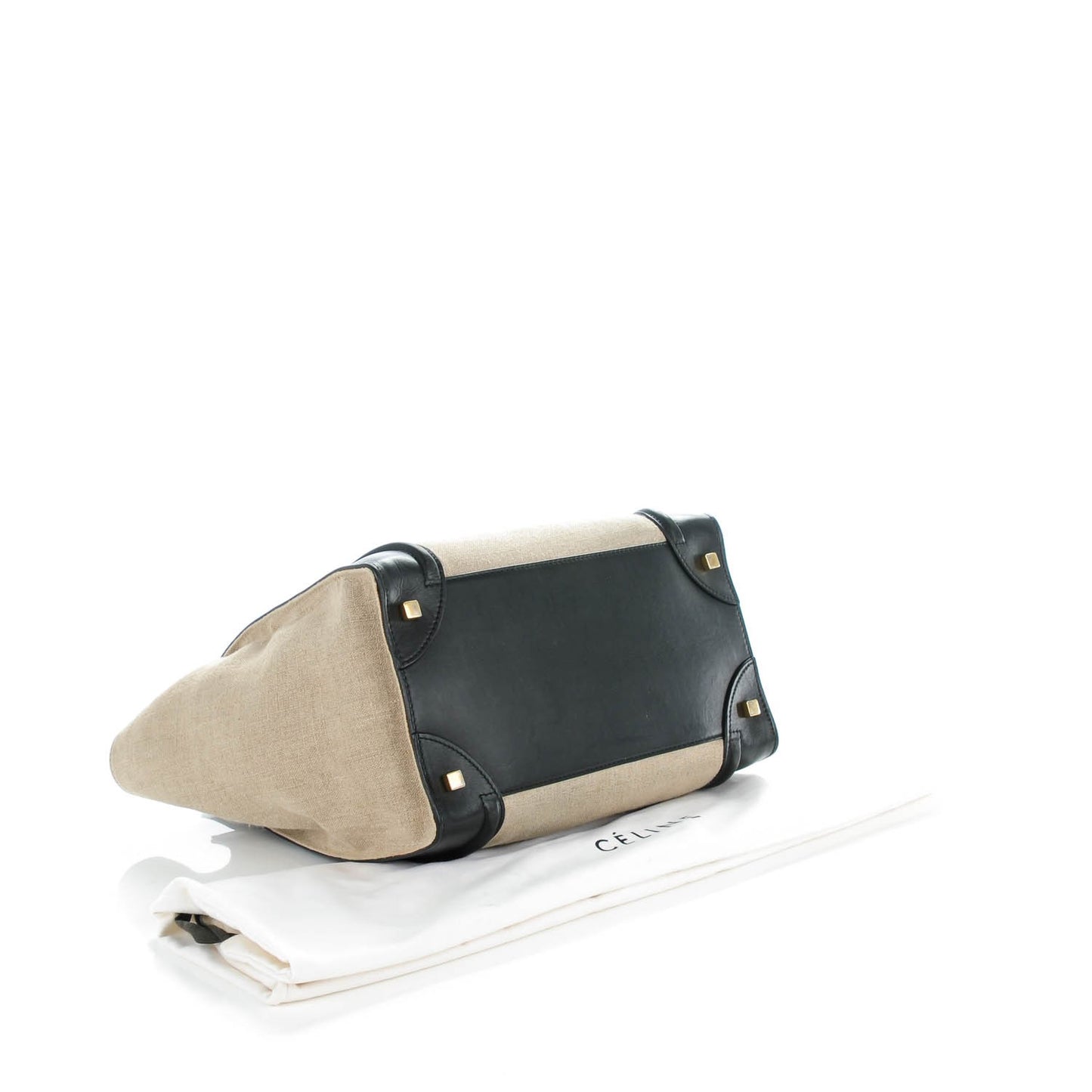 Linen Smooth Calfskin Mini Bi-Color Luggage Natural Black