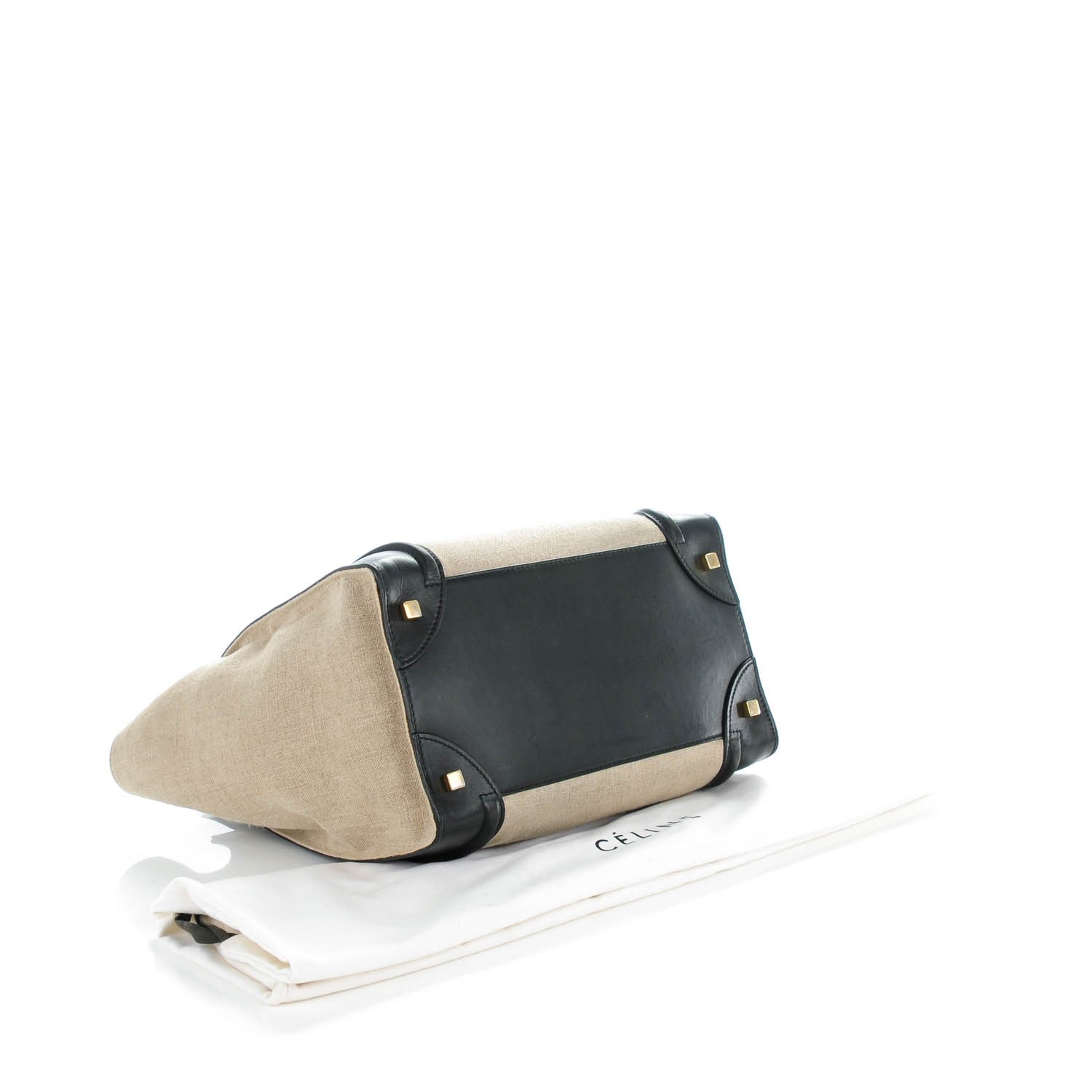 Celine Linen Smooth Calfskin Mini Bi-Color Luggage Natural Black 5 of 10