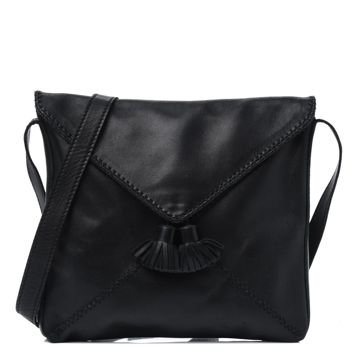 Lambskin Tassel Envelope Crossbody Black