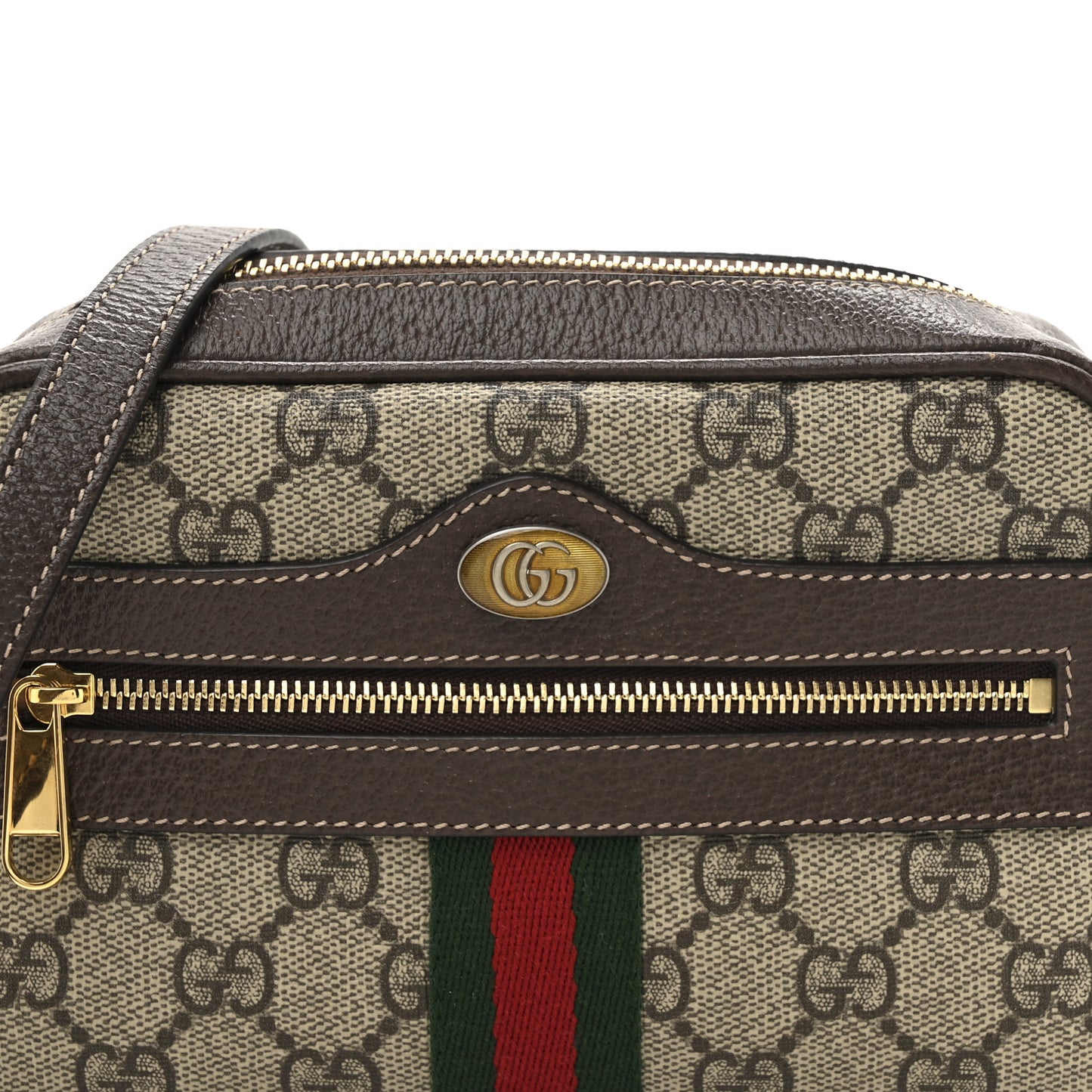 GG Supreme Monogram Web Mini Ophidia Shoulder Bag Brown