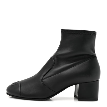 Chanel Stretch Lambskin Cap Toe CC Short Boots 38.5 Black 1 of 9