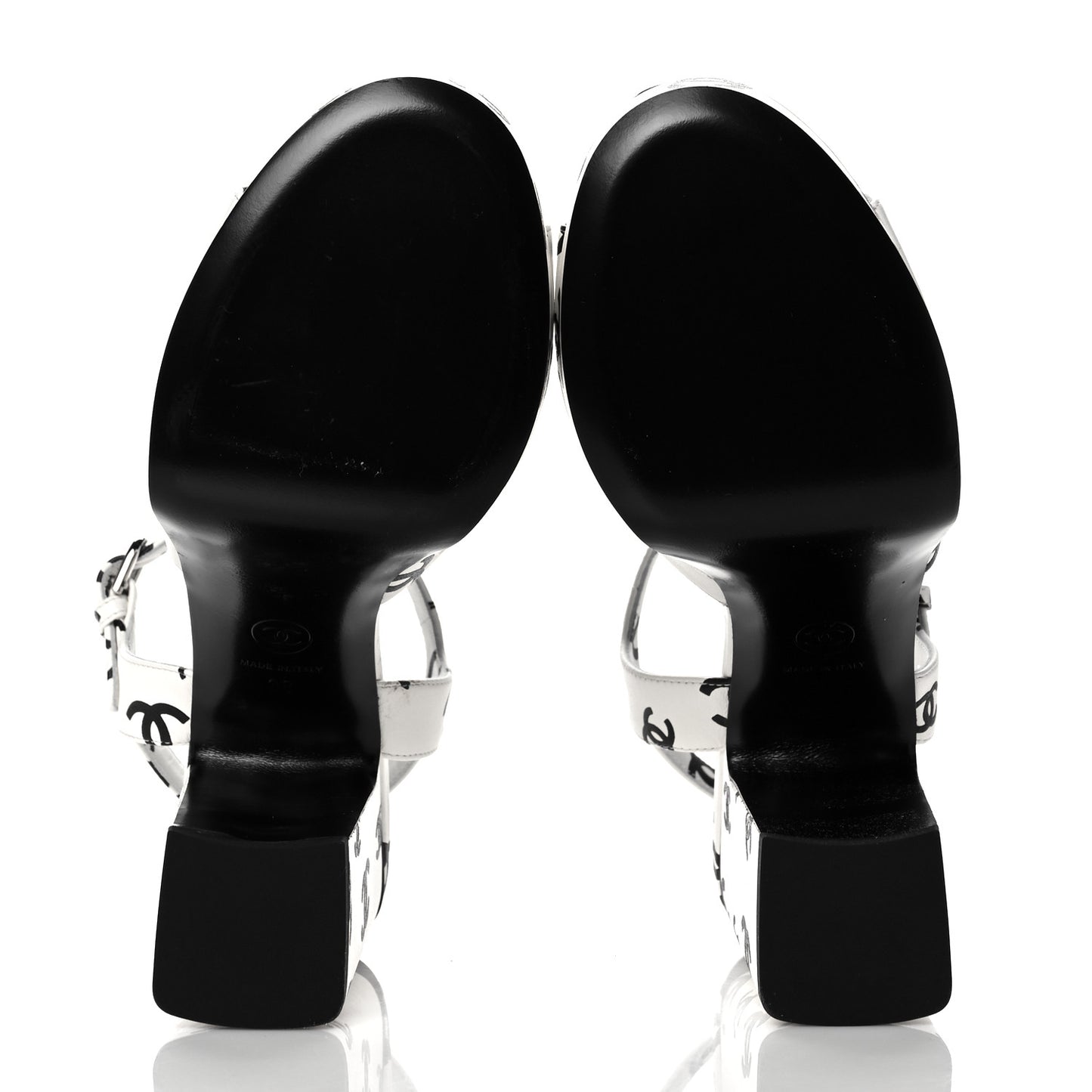 Printed Lambskin Coco Beach Platform Sandals 38 White Black
