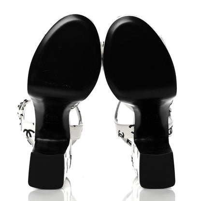 Chanel Printed Lambskin Coco Beach Platform Sandals 38 White Black 5 of 11