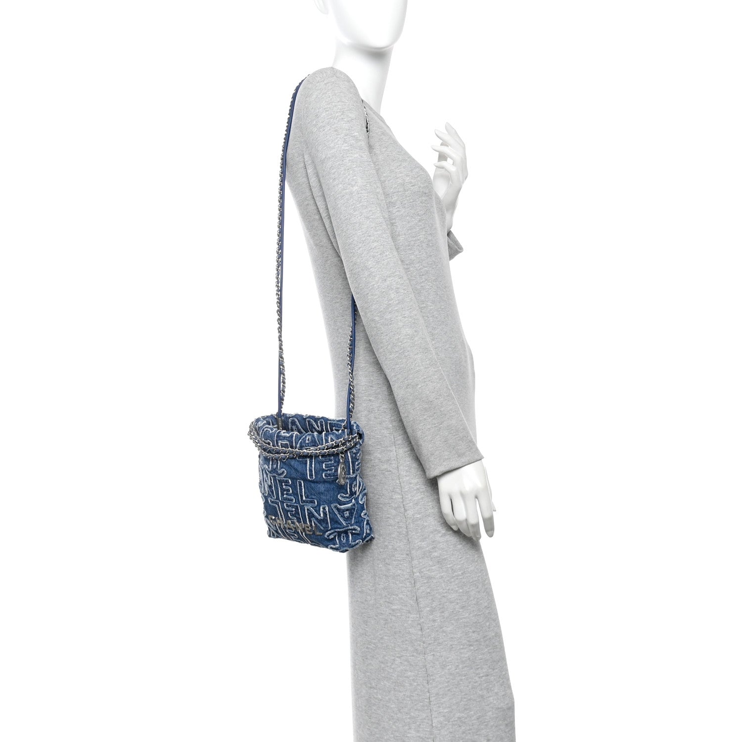 Chanel Denim Patchwork Quilted Mini Chanel 22 Blue 2 of 10