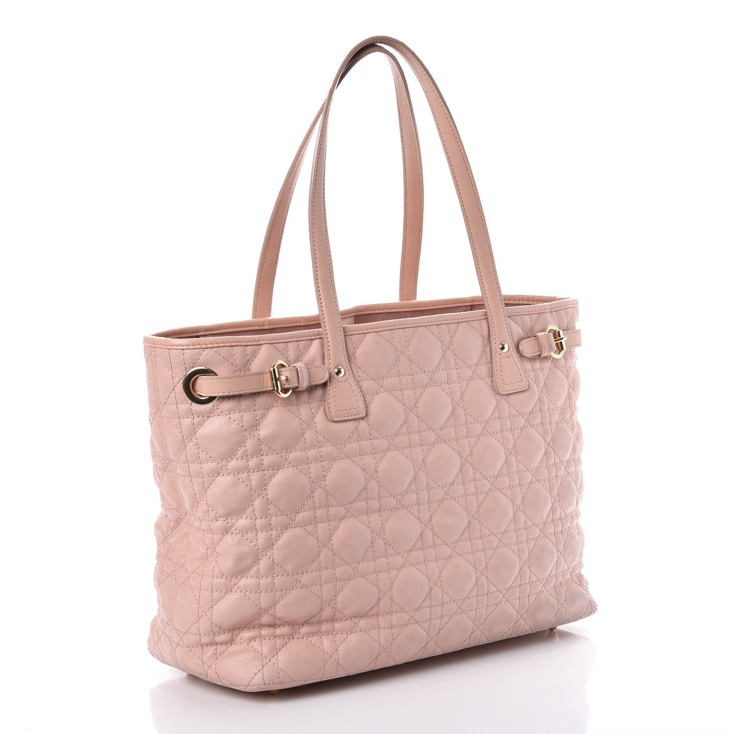 Christian Dior Coated Canvas Cannage Small Panarea Tote Light Pink 3 of 11