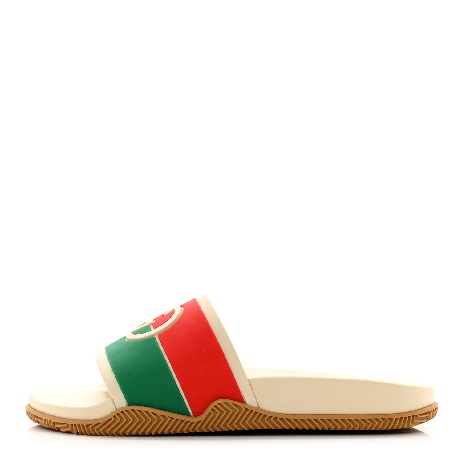 Gucci Rubber Web Womens Interlocking G Slide Sandals 36 Mystic White Green Red 1 of 8