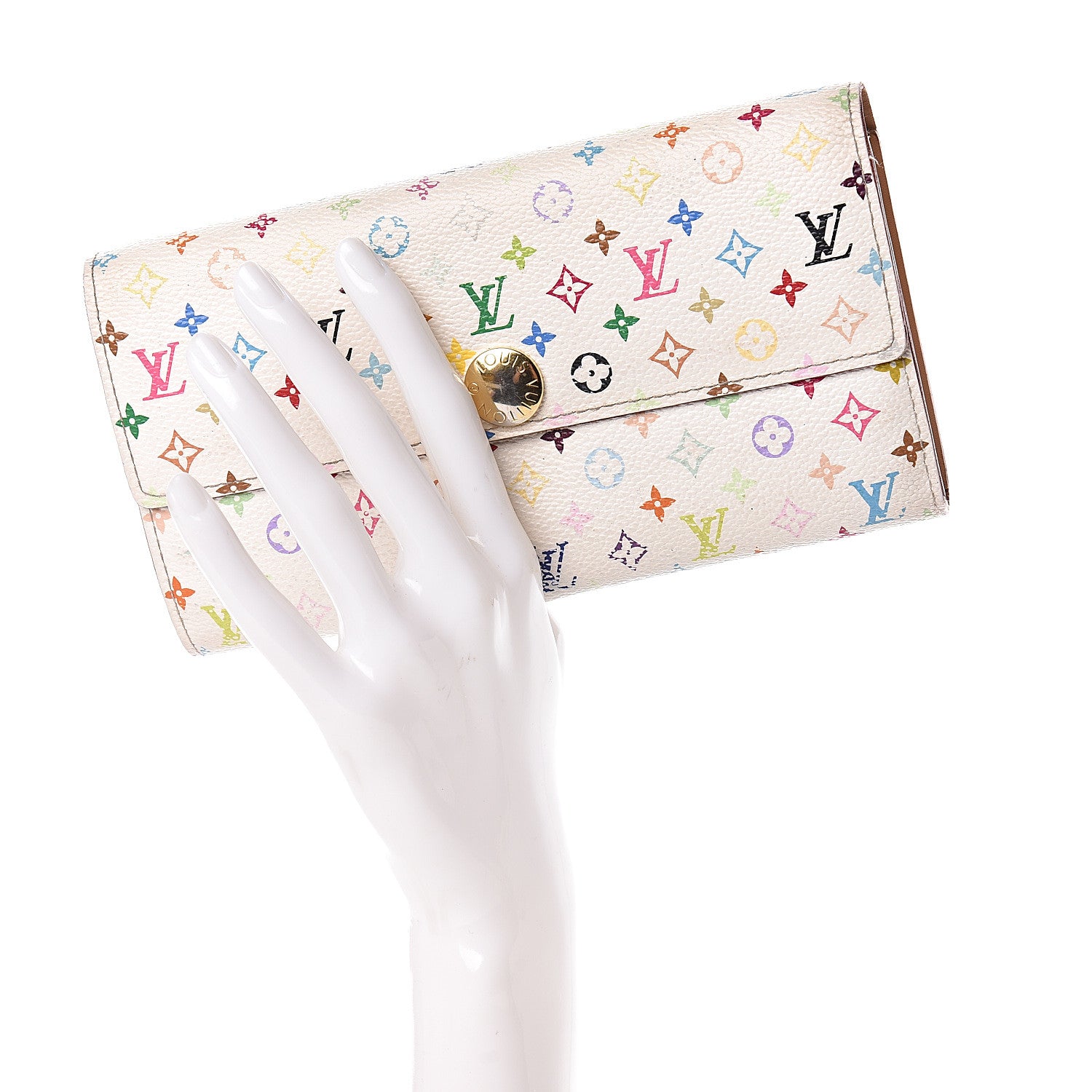 Louis Vuitton Monogram Multicolor Sarah Wallet White 2 of 16