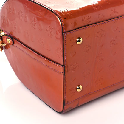 MCM Patent Monogram Boston Bag Bronze 9 of 13