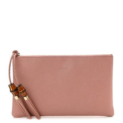 Gucci Calfskin Bamboo Clutch Pink 1 of 7