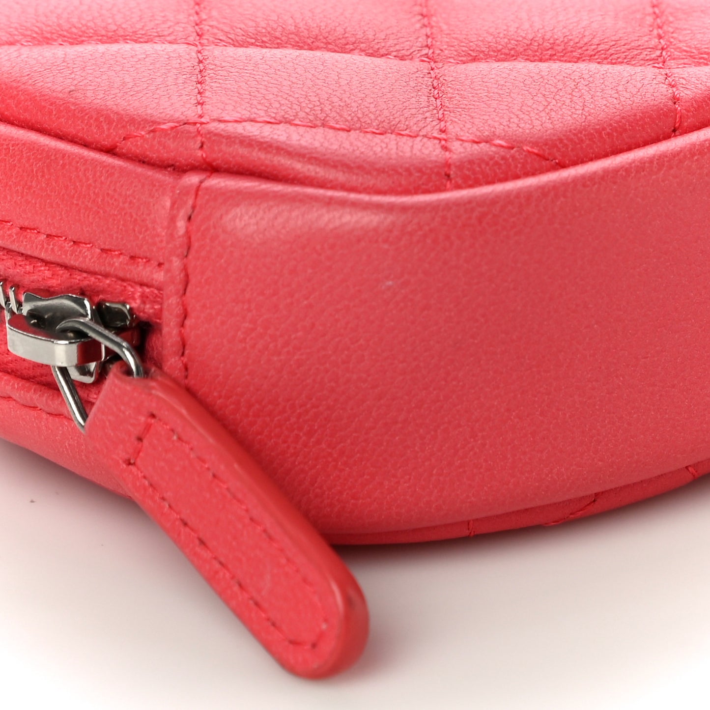 Lambskin Quilted Zip Around Classic Coin Purse Coral
