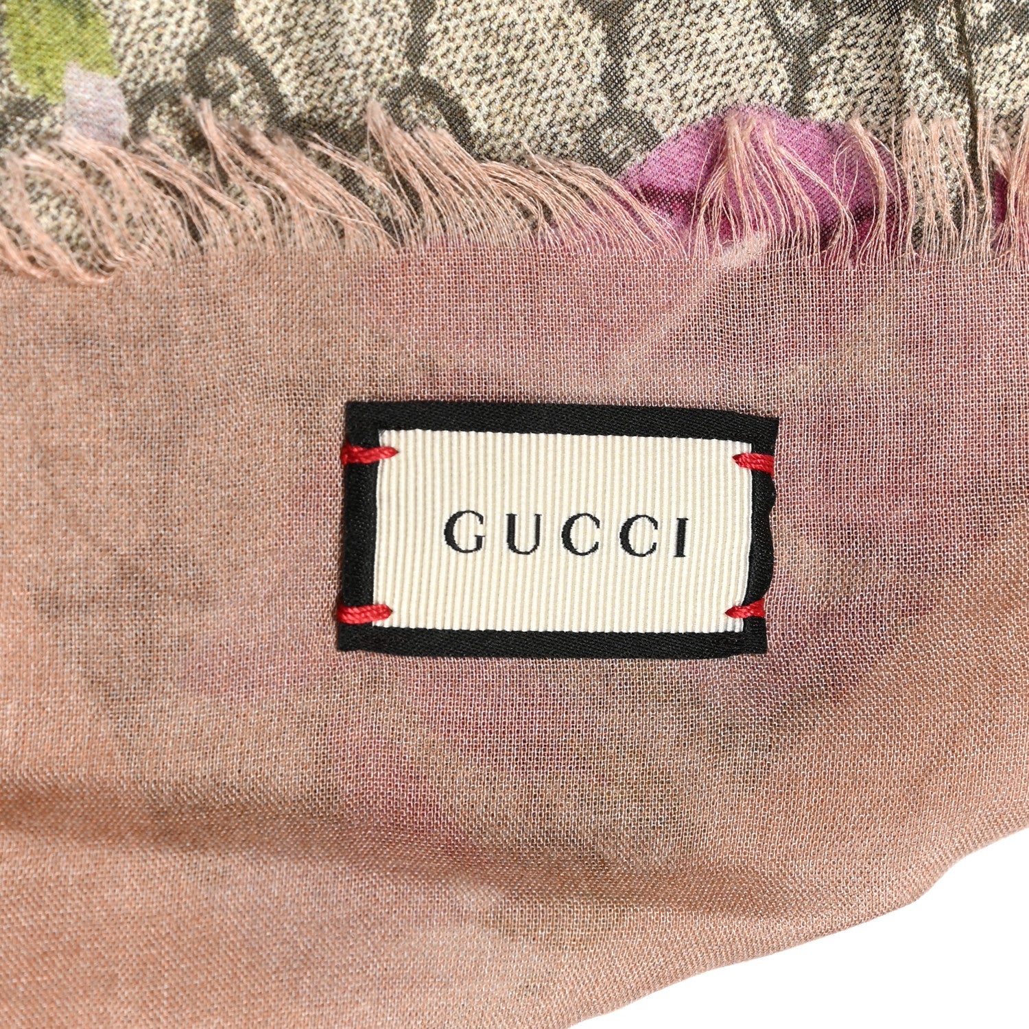 Gucci Modal Silk GG Monogram Gery Square Scarf Shell Light Brown 3 of 3