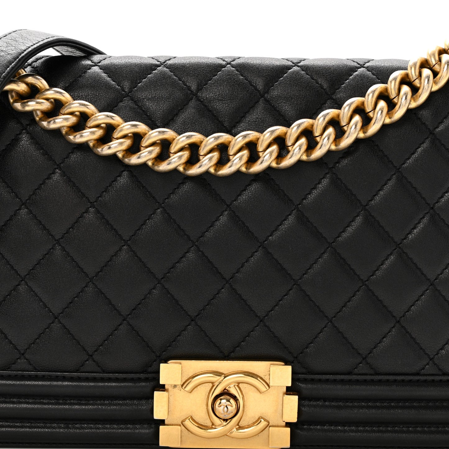Calfskin Quilted Medium Boy Flap Black