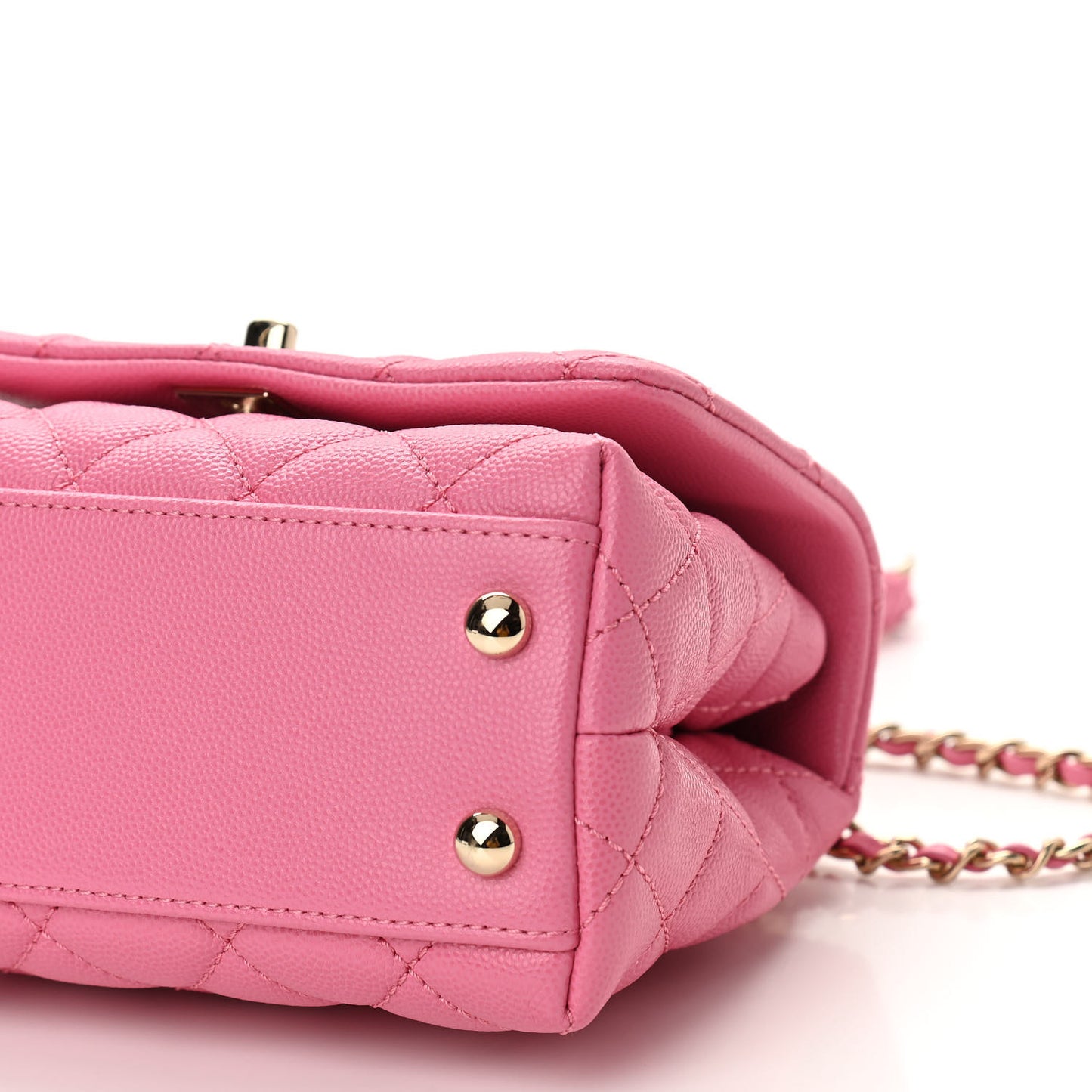 Caviar Quilted Lizard Embossed Extra Mini Coco Handle Flap Pink