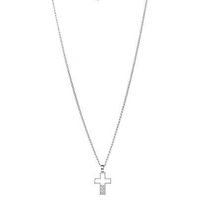 Chopard 18K White Gold 3 Happy Diamonds Cross Pendant Necklace 1 of 7