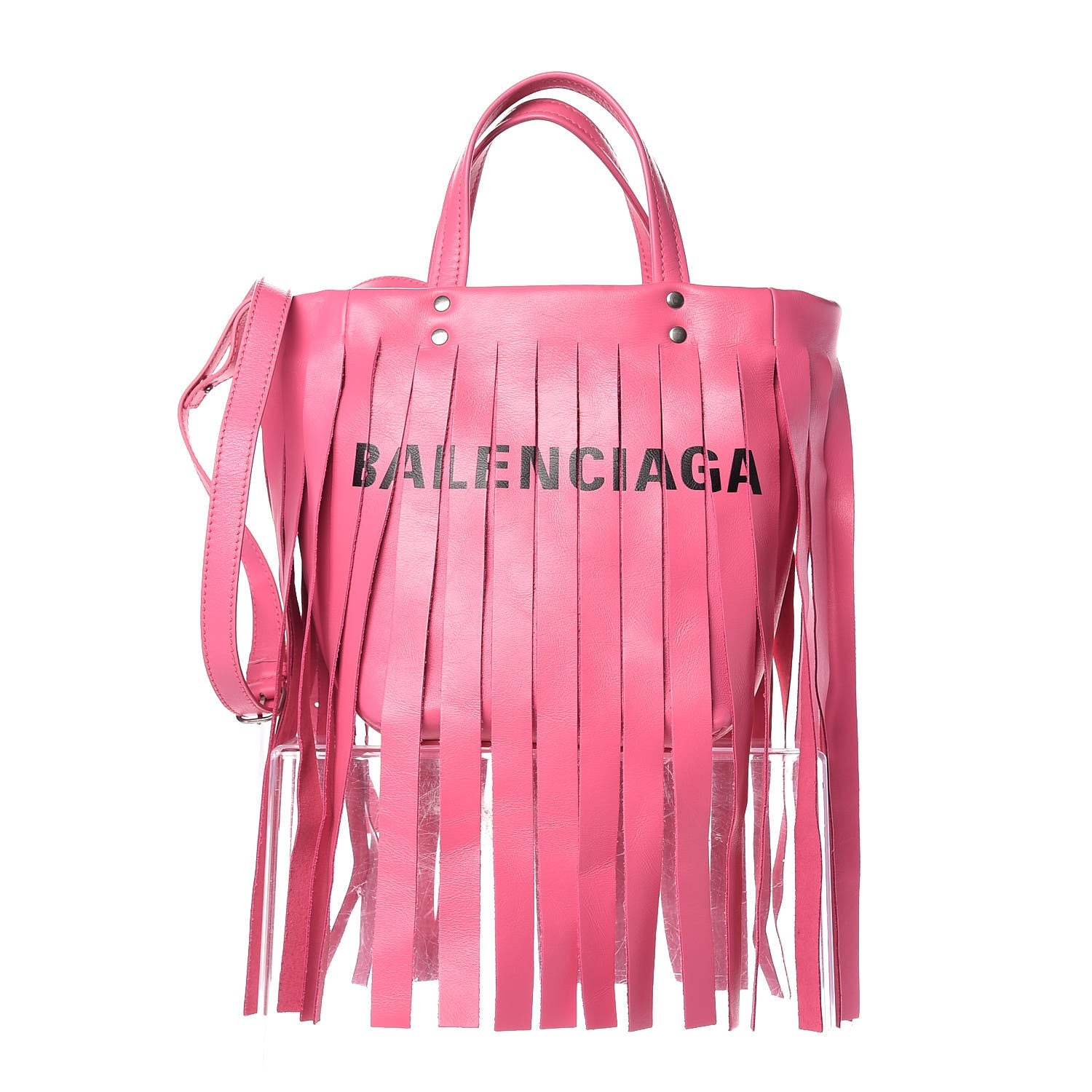 Balenciaga Calfskin XS Fringe Laundry Cabas Rose Bubblegum Light Black 1 of 10