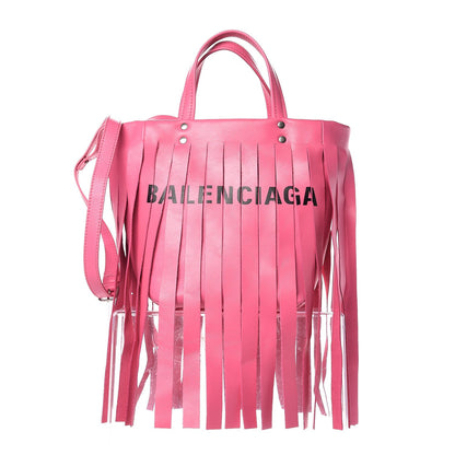 Balenciaga Calfskin XS Fringe Laundry Cabas Rose Bubblegum Light Black 1 of 10
