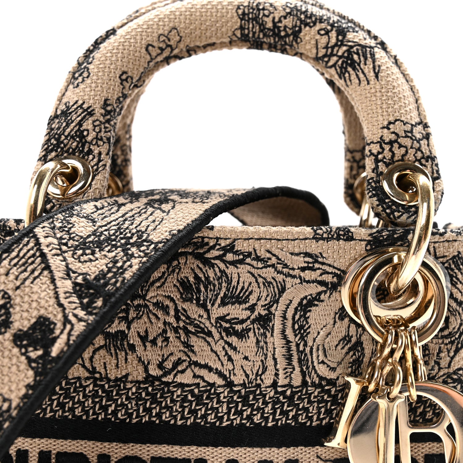 Christian Dior Canvas Toile De Jouy Embroidered Mini Lady D-Lite Beige Mullticolor 7 of 9