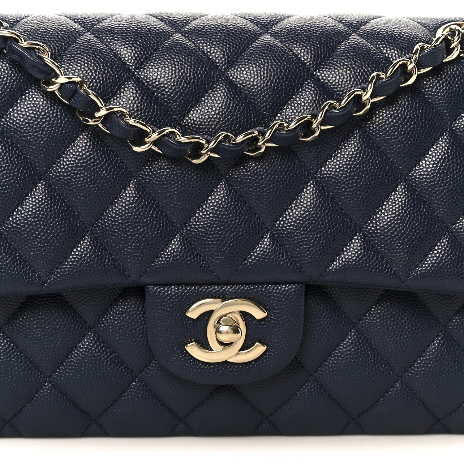 Chanel Caviar Quilted Medium Double Flap Navy Navy 9 of 12