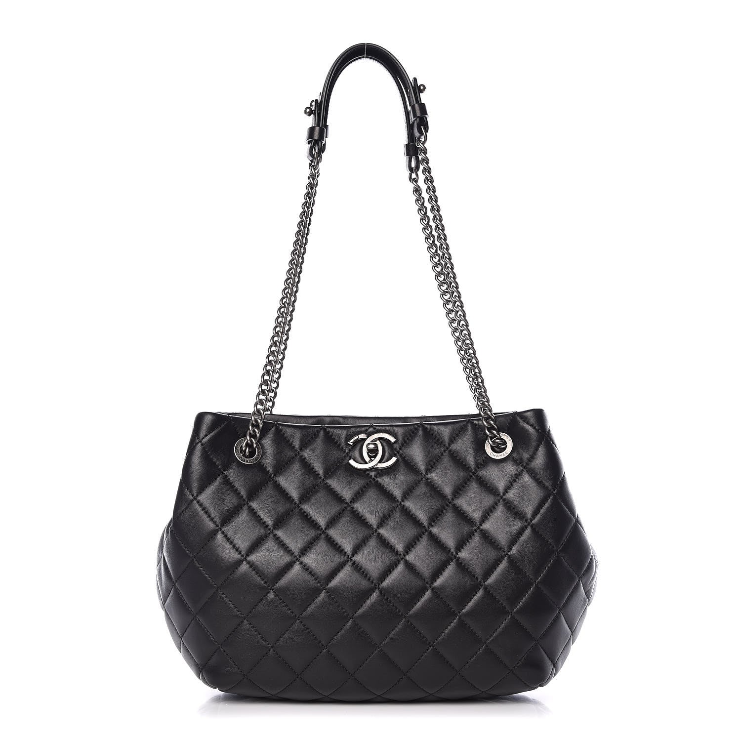 Chanel Lambskin Quilted Accordion Tote Black 1 of 10