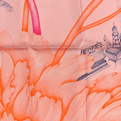 Hermes Silk A l'Ombre des Pivoines Scarf 90 Vieux Rose Encre 2 of 4