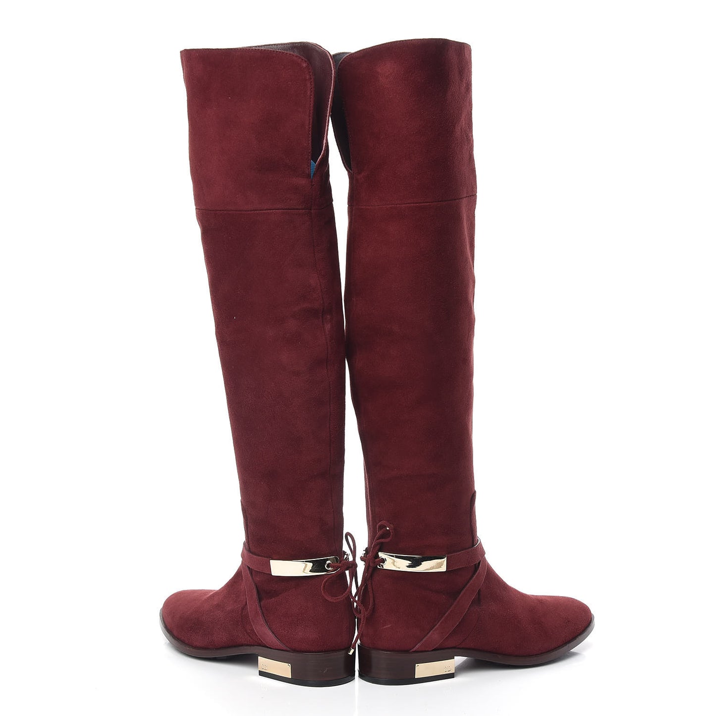 Suede Knee High Boots 36.5 Burgundy