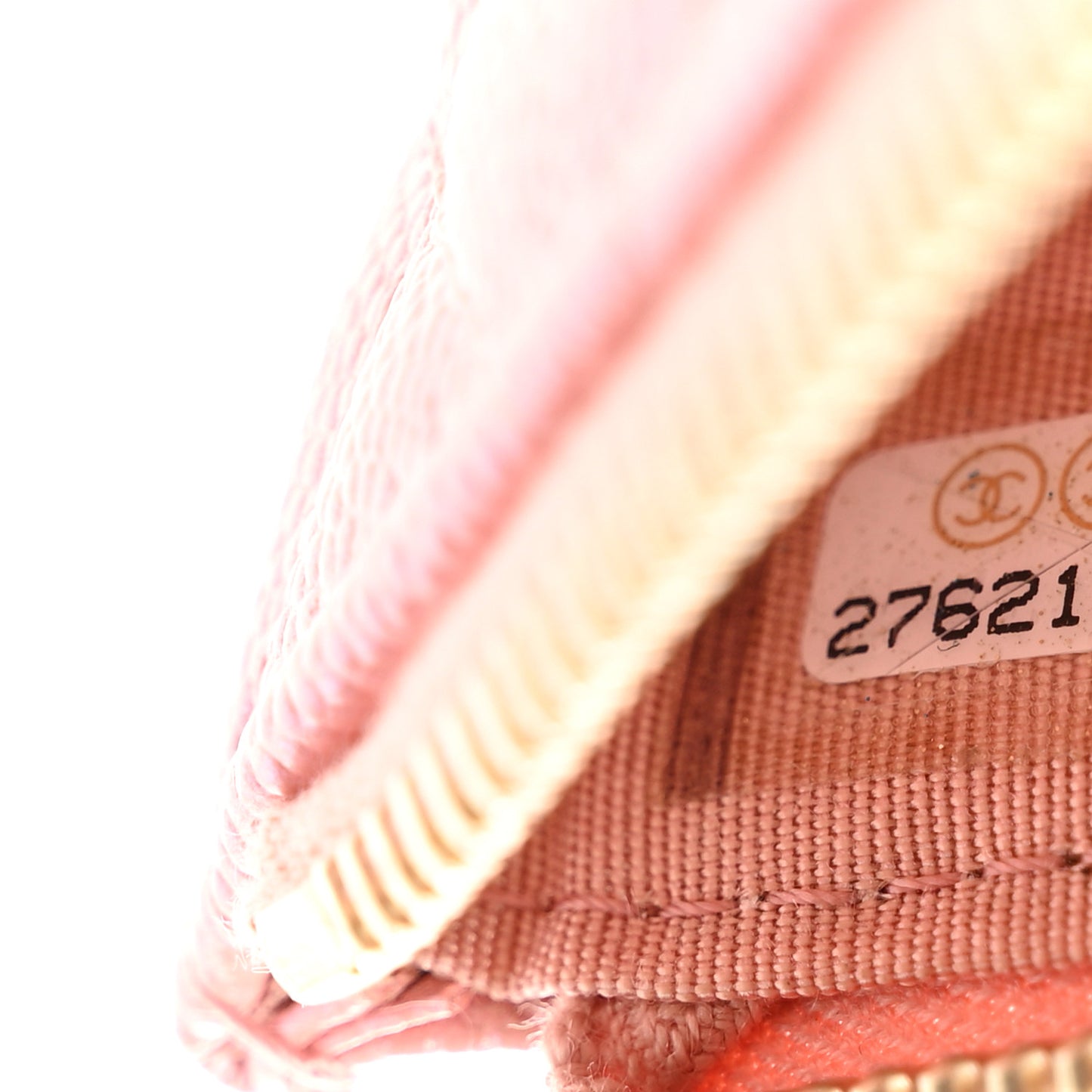 Iridescent Caviar Quilted Classic Zip Pouch Rose Pink