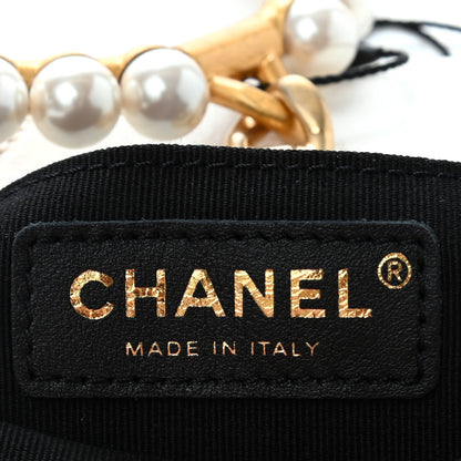 Chanel Lambskin Quilted Pearl Crown Clutch Bag White 7 of 10