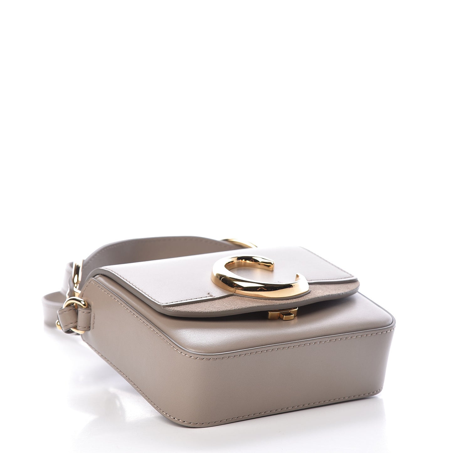 Shiny Calfskin Suede Mini C Bag Motty Grey