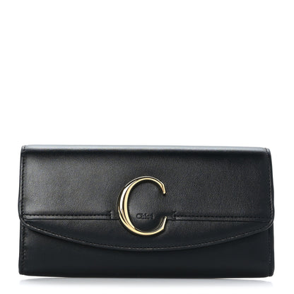 Chloe Calfskin Long Flap C Wallet Black 1 of 7