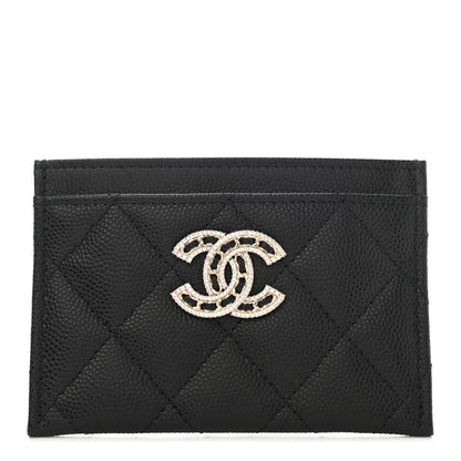 Chanel Caviar Quilted Crystal Card Holder Black 1 of 9