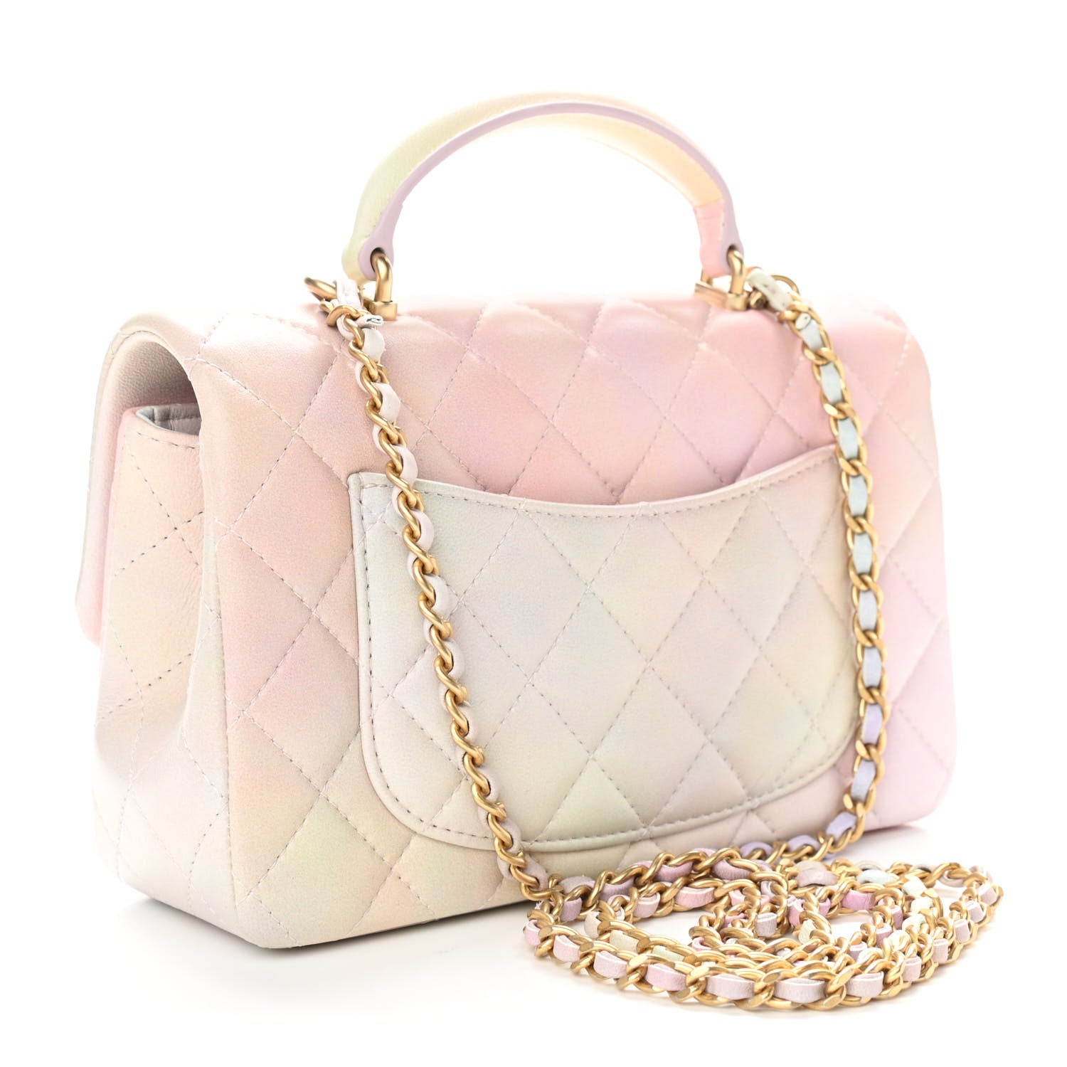 Chanel Lambskin Quilted Ombre Mini Top Handle Rectangular Flap Pink Multicolor 3 of 11