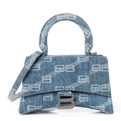 Balenciaga Denim BB Monogram Small Hourglass Top Handle Bag Blue 1 of 10