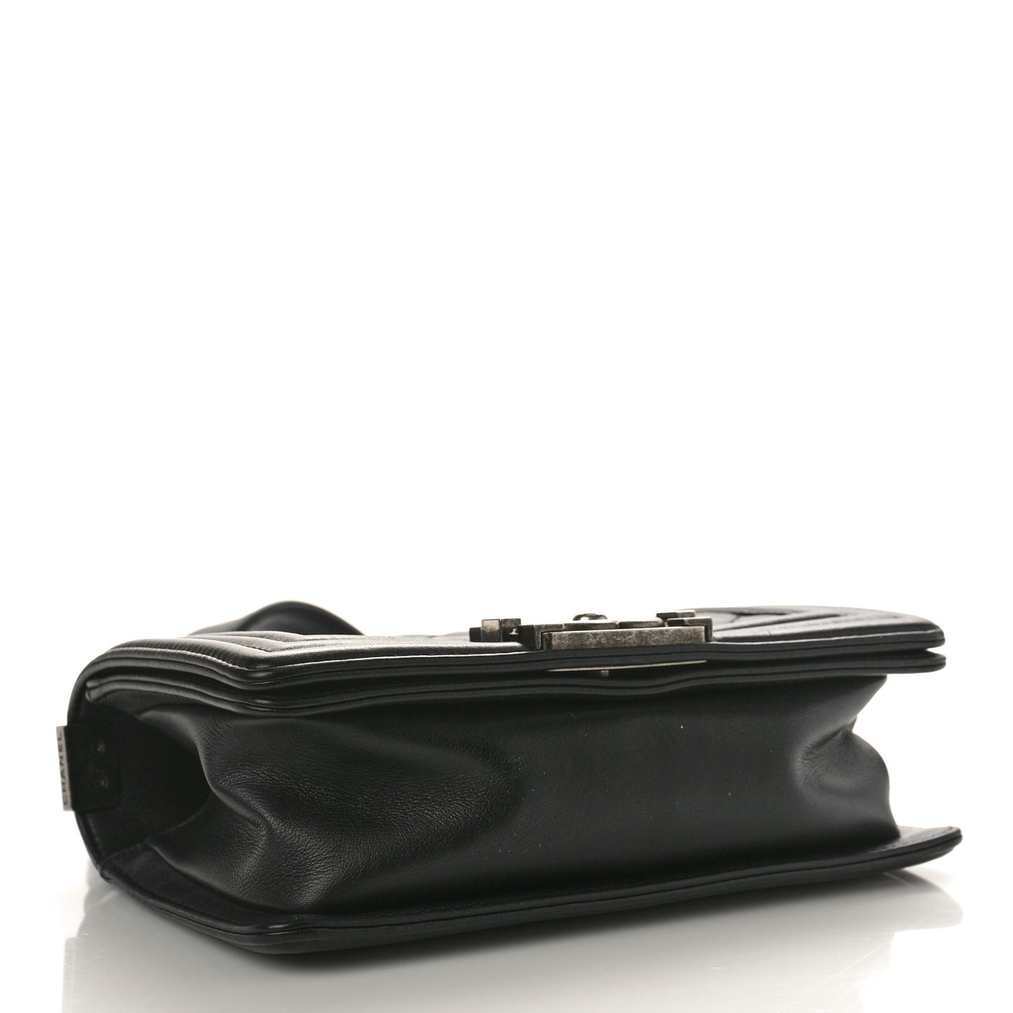 Calfskin Quilted Small Boy Flap Black