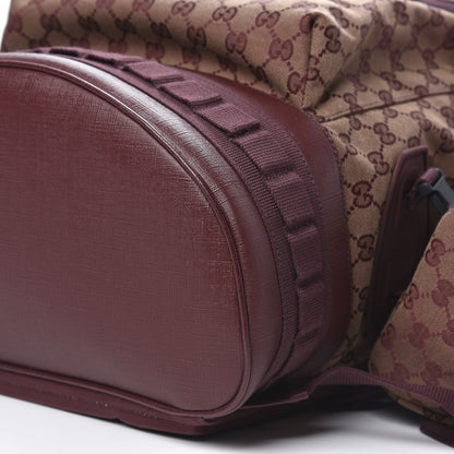 Gucci GG Monogram Script Logo Large Double Pocket Backpack Sahara Rubino Bordeaux 8 of 8