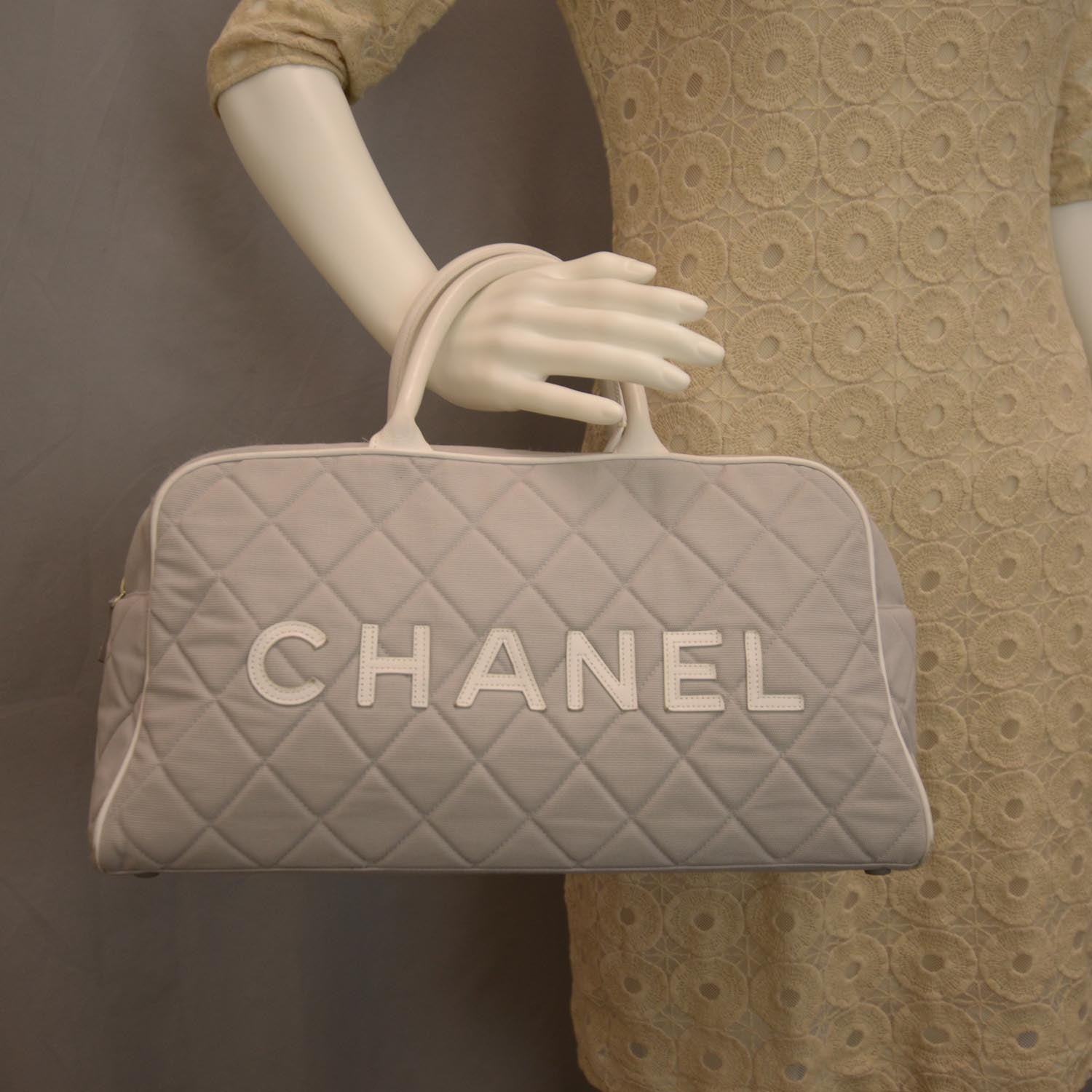 Chanel Stretch Canvas Boston Light Gray 2 of 8