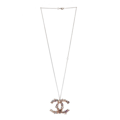 Chanel Resin Crystal CC Drop Necklace Rose Gold Violet 3 of 7