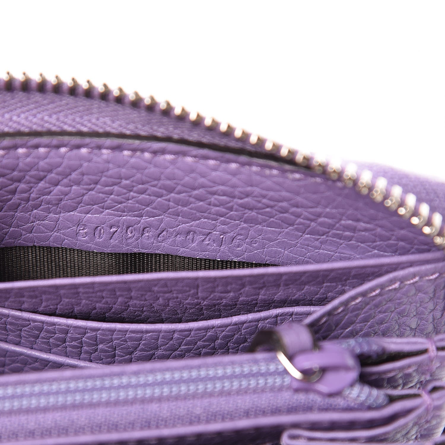 Gucci Pebbled Calfskin Bamboo Tassel Zip Around Wallet Purple 7 of 8