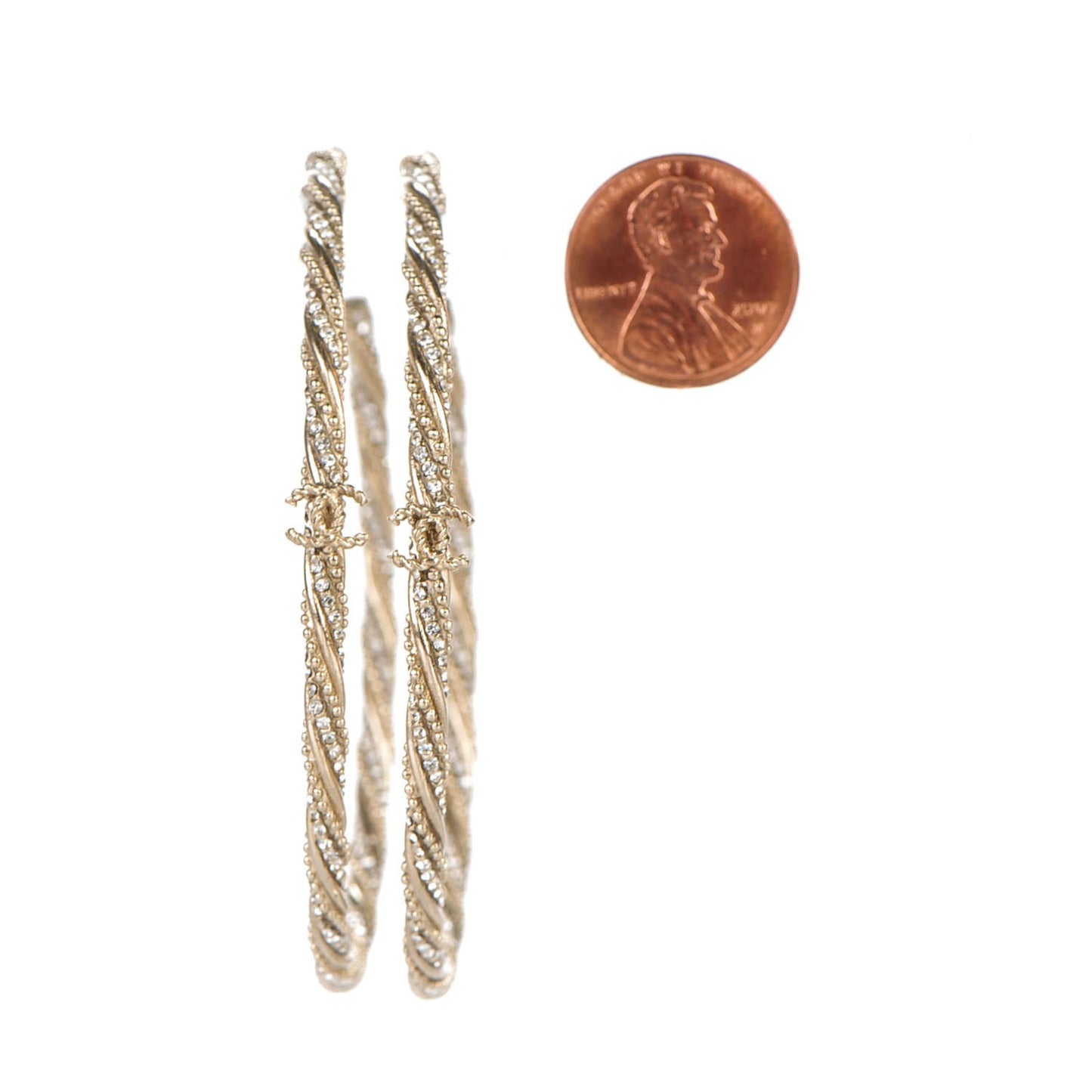 Crystal CC Large Hoop Earrings Gold
