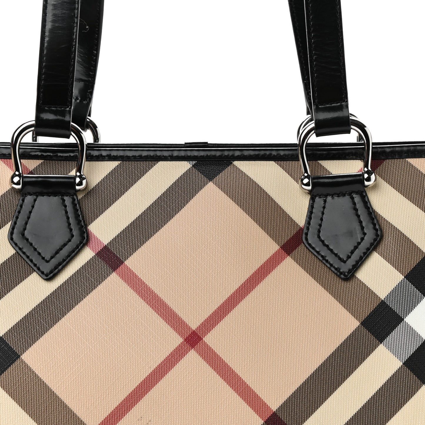 Nova Check Patent Trim Shopper Tote Black
