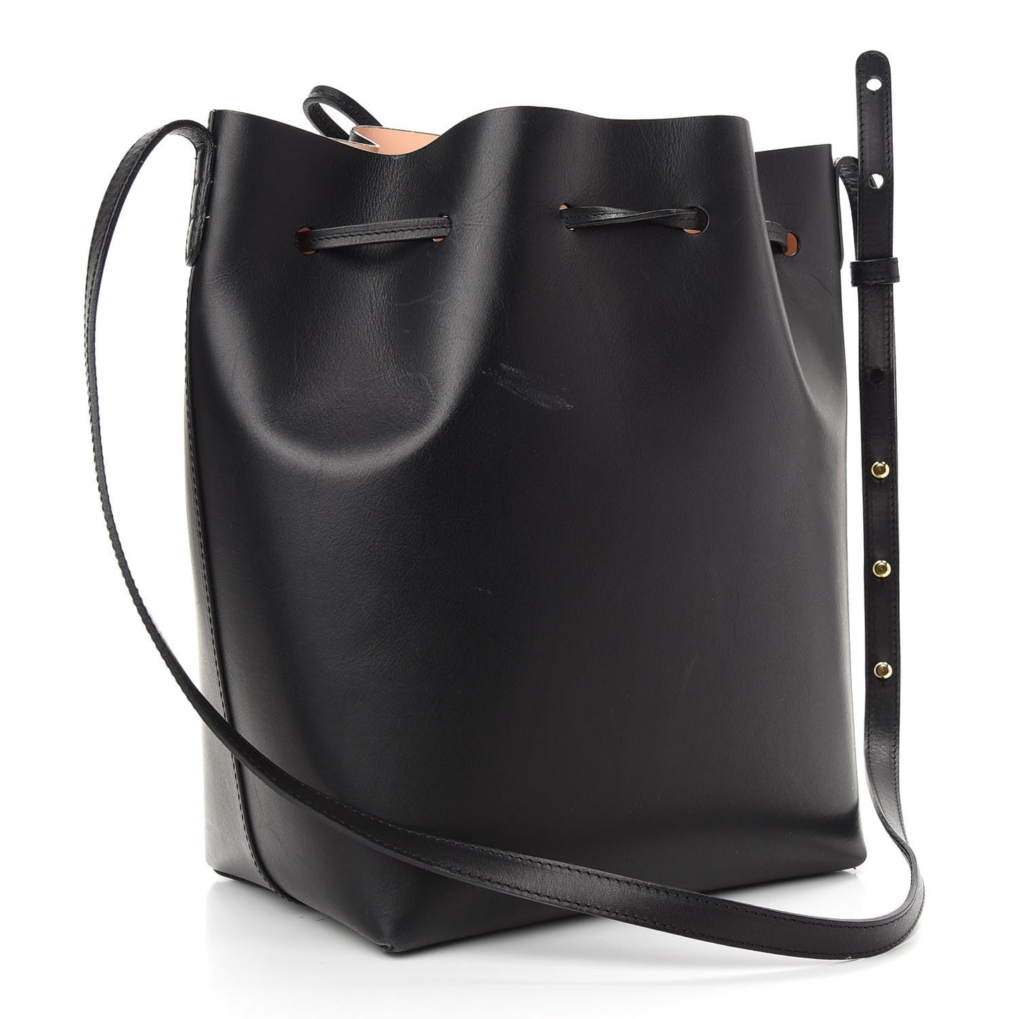 Vegetable Tanned Calfskin Bucket Bag Black Ballerina
