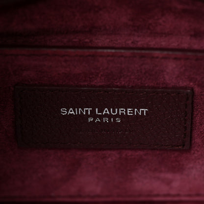 Saint Laurent Calfskin Monogram Medium Sunset Satchel Rouge Legion 7 of 15